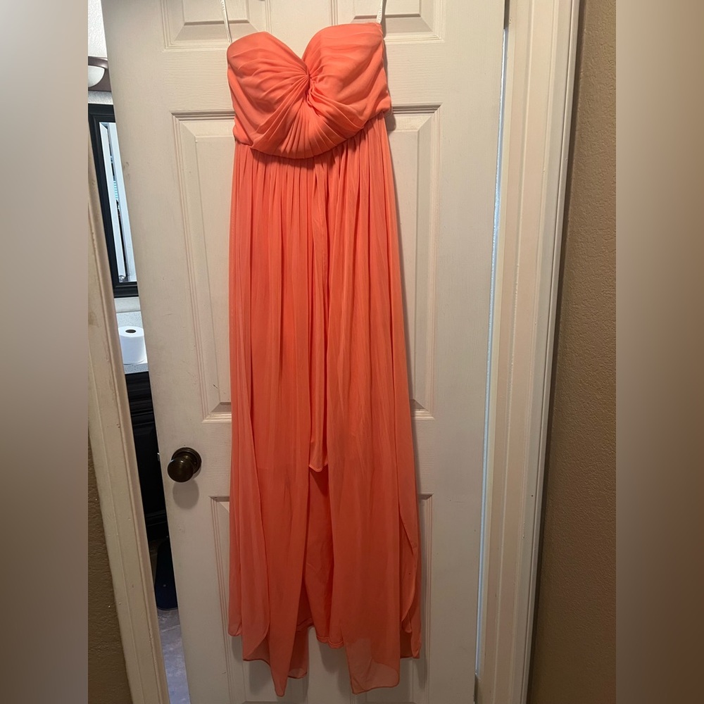 Elegant Coral Strapless Gown
